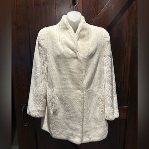 Jacques Saint Laurent White Fur Coat